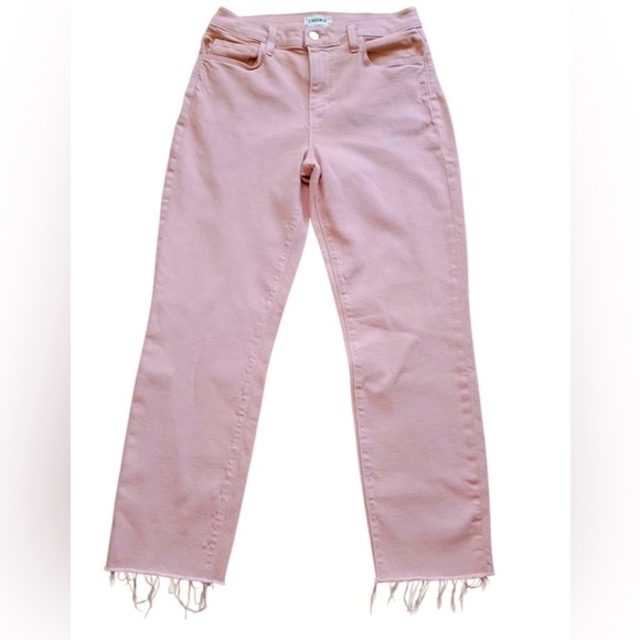 L’AGENCE pink raw hem jeans
